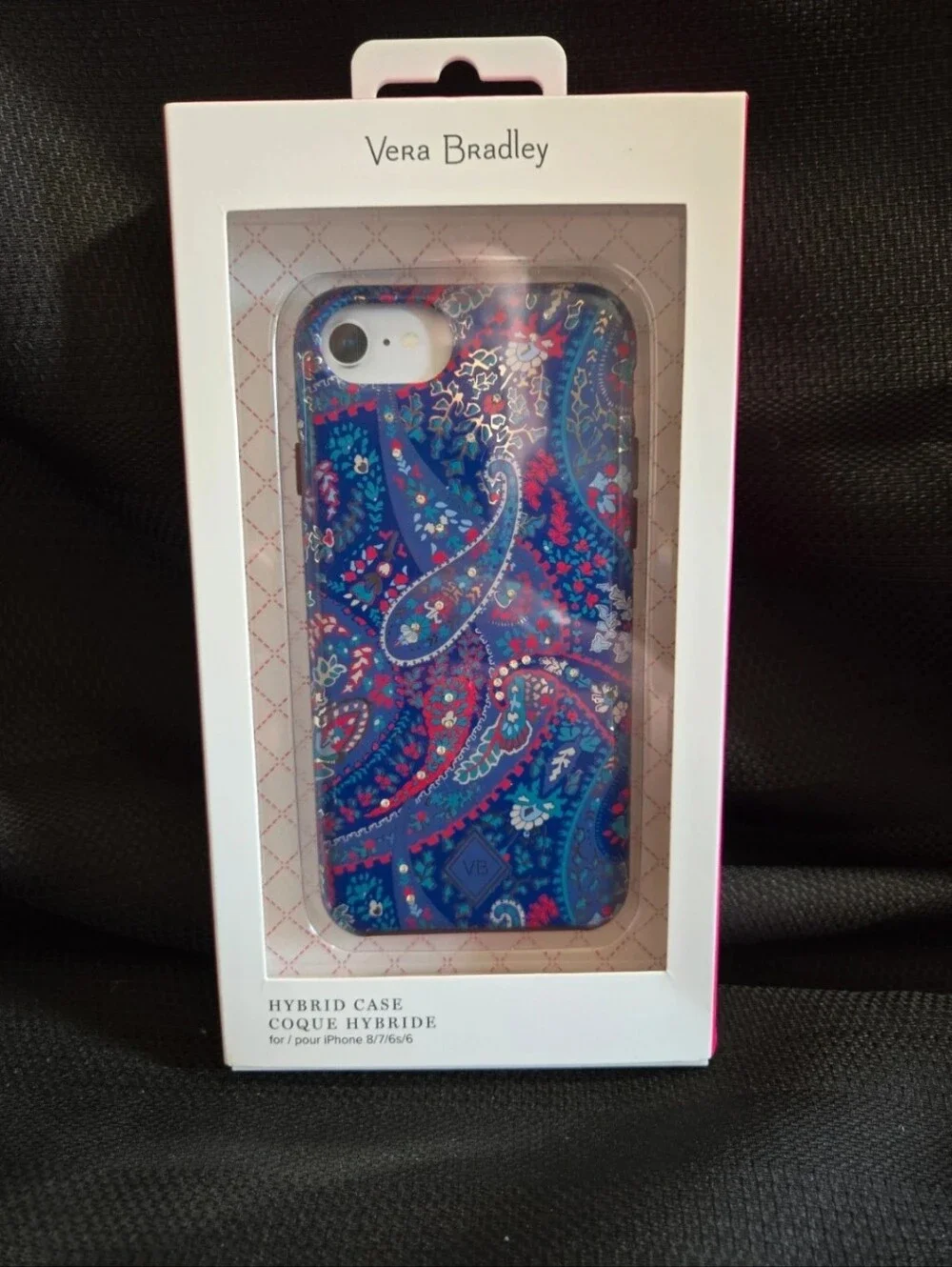 Vera Bradley Blue Paisley Hybrid Phone Case with Pink Accents NIB